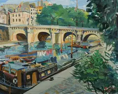 Loïs Mailou Jones, Sur Les Berges de la Seine, Oil on board