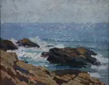 Frederick J. Mulhaupt, Rocky Coast, Oil on board