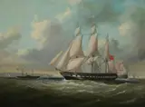 British School, THREE-MASTED BARQUE UNDER FULL SAIL, with "C