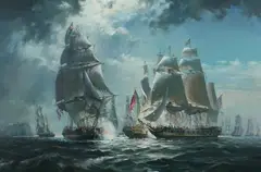 Robert Trenaman Back, Battle of Flanborough Head, 1779, Oil on canvas