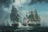 Robert Trenaman Back, Battle of Flanborough Head, 1779, Oil on canvas