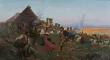 Pietro Barucci, Una Festa Nella Campagna Romana, Oil on canvas