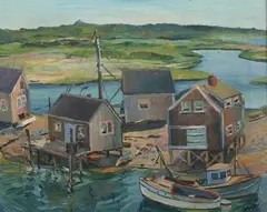 Loïs Mailou Jones, Menemsha Shacks, Oil on canvas
