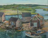 Loïs Mailou Jones, Menemsha Shacks, Oil on canvas