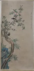 Untitled by Ma Quan, BIRDS PERCHED ON FLOWERING TREE, ink and color on paper scroll, signed and sealed, dated ren wu, offered Apr 2011