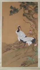 Untitled by Shen Quan, TWO CRANES, ink and color on silk, signed and sealed, dated bing yin , 1746, sold Apr 2011
