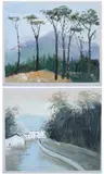 Wu Guanzhong, Untitled, LANDSCAPE, two oil on canvas, glued on board