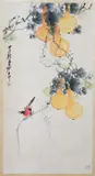 Chao Shao-an, Untitled, BIRD AND DOUBLE GOURDS, ink and color on paper scroll, signed and sealed, dated jia zi , 1984