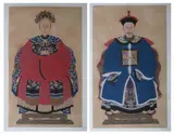 Anonymous, Untitled, TWO ANCESTOR PORTRAITS, ink and color on paper