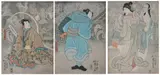 Kuniyoshi Utagawa, SAMURAI TERANISHI KANSHIN AND INABA NO SUKE AND GHOSTS, color woodblock