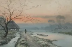 T. Masamitsu, Twilight Along the River, Watercolor