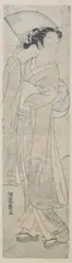 Geisha by Isoda Koryūsai, Together with KIKUGAWA EIZEN, (Japanese, 1787-1867) , two color woodblock, signed, sold Apr 2011