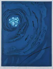 Tajima Hiroyuki, Blue Anemophilous Flower, Woodblock