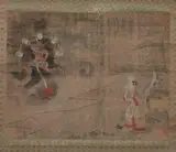 Iwasa Matabē, Untitled, RAIJIN, ink and color on paper scroll, sealed