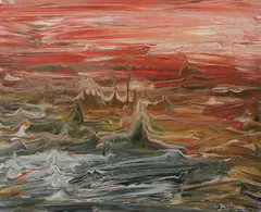 Swiss School, Abstract Landscape, Oil on board