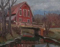 Ken Gore, Red Barn, RED BARN, oil on board