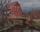 Ken Gore, Red Barn, RED BARN, oil on board