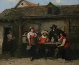 Franz Dumont, Festive Tavern Scene, Oil on canvas