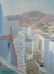 Greek Landscape by Armeno Mattioli, Oil on canvas, sold Apr 2011