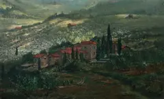 Nancy Weir Sheppard, Tuscan Hill Town, Oil on canvas laid on board