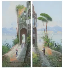 M. Gianni, Bay of Naples, Gouache