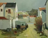 Sun-Drenched Street Scene by French School, Oil on canvas, offered Apr 2011