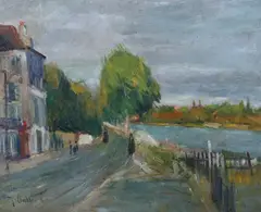 Pierre-Jules Combre, Along the Seine, Oil on canvas