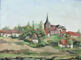 Hillside Village with Church by French School, Oil on canvas, offered Apr 2011