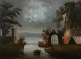 Moonlit Ruins by Continental School, MOONLIT RUINS, oil on canvas, offered Apr 2011