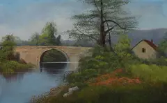 Arched Bridge by Continental School, ARCHED BRIDGE, oil on canvas, offered Apr 2011