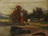 F. Huber, Landscape with Rustic Farmhouse, Oil on canvas