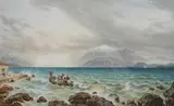 Coming Ashore by Continental School, Watercolor, offered Apr 2011