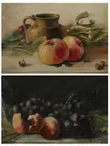 Victor Dolphyn, STILL LIFE WITH GRAPES AND PEACHES and STILL LIFE WITH PEACHES AND PITCHER: TWO WORKS, first, Oil on canvas