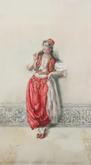 A Pensive Moment by Pietro Gabrini, Watercolor, sold Apr 2011