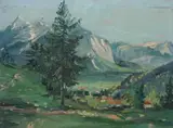 Kurt Seifert, Mountain Village Scene, Oil on board