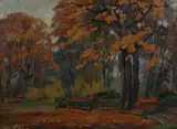 Autumn Landscape by Dmitri Arkadievich Nalbandian, Oil on board, sold Apr 2011