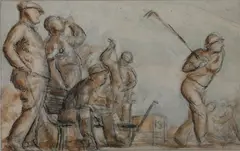 Golfing by Paul Cadmus, Ink and wash, sold Apr 2011