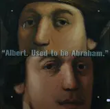 Ken Aptekar, Untitled, ALBERT USED TO BE ABRAHAM, oil on wood with bolts