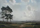 Edwin Harris, Landscape with Distant Windmill, Oil on canvas