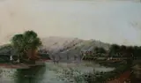George Cole, Fisherman by Aqueduct, Oil on canvas.