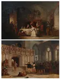 William Rimer, THE COVERNANTER'S ATTACKING GLASGOW CATHEDRAL and MAJOR BELLINDON INTERCEDING WITH CLAVERHOUSE FOR THE LIFE OF HENRY MORTON, 1850: TWO WORKS, first, Oil on canvas - First