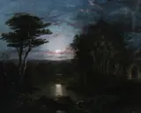 Jeremy Wilson, Moonlit Landscape, Oil on canvas