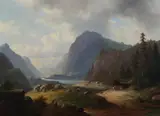 Anton Doll, Mountain Landscape with Cabin