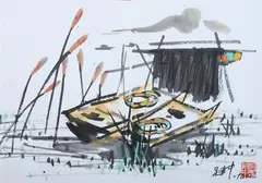 Wu Guanzhong, Untitled, Collections of landscapes, animals and flowers, nine ink and color on paper in album - Each: 11 in. x 15 5/8 in. 吳冠中款 圖冊