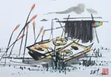 Wu Guanzhong, Untitled, Collections of landscapes, animals and flowers, nine ink and color on paper in album - Each: 11 in. x 15 5/8 in. 吳冠中款 圖冊