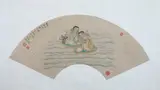 Wu Jiayou, Two Immortals "He He"/Scholar and Concubine, two ink and color on paper fans, Two Immortals "He He"/Scholar and Concubine, two ink and color on paper fans, signed and sealed, both dated kui wei , corresponding to 1883