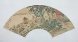 Xu Cao, Three Visits to the Thatched Cottage, Three Visits to the Thatched Cottage, ink and color on paper fan, signed and sealed