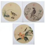 Anonymous, Birds and flowers, three ink and color on silk, Birds and flowers, three ink and color on silk
