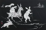 Tomikichirō Tokuriki, ANIMAL CARICATURE, woodcut print, Horse/Horse , two woodcut prints, signed and stamped(7)