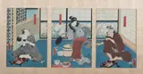 Toyokuni III, Untitled, Three Figures, color woodblock triptych, signed